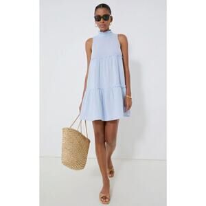 POMANDER PLACE MORGAN GAUZE HIGH NECK SLEEVELESS BLUE DRESS SIZE XL